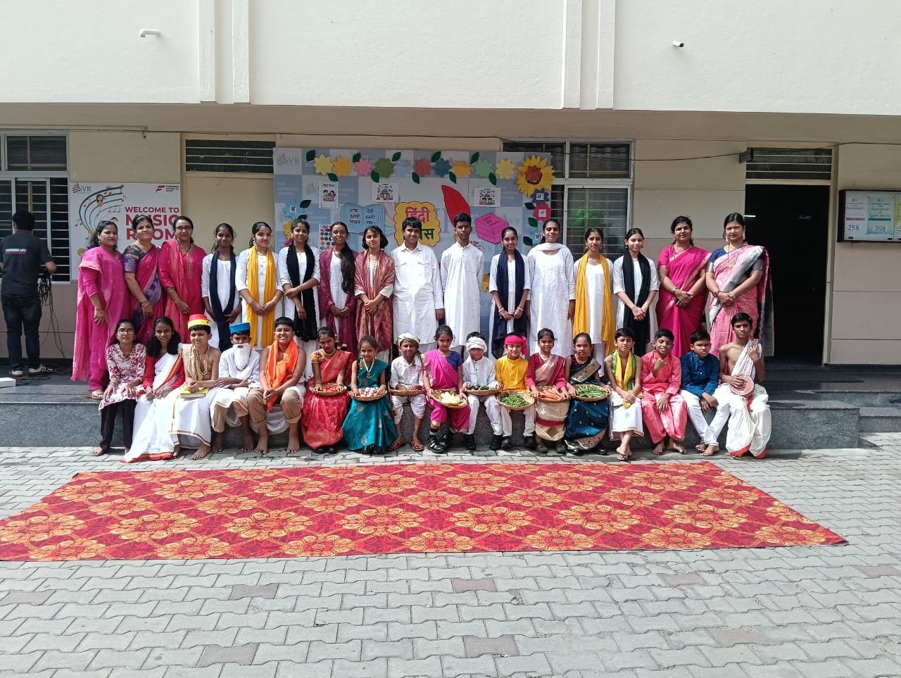 Students celebrating Hindi Diwas