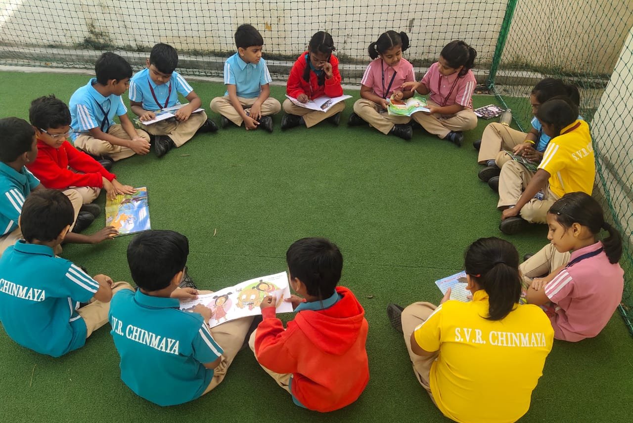 UKG and LKG students enjoying Story Corner session