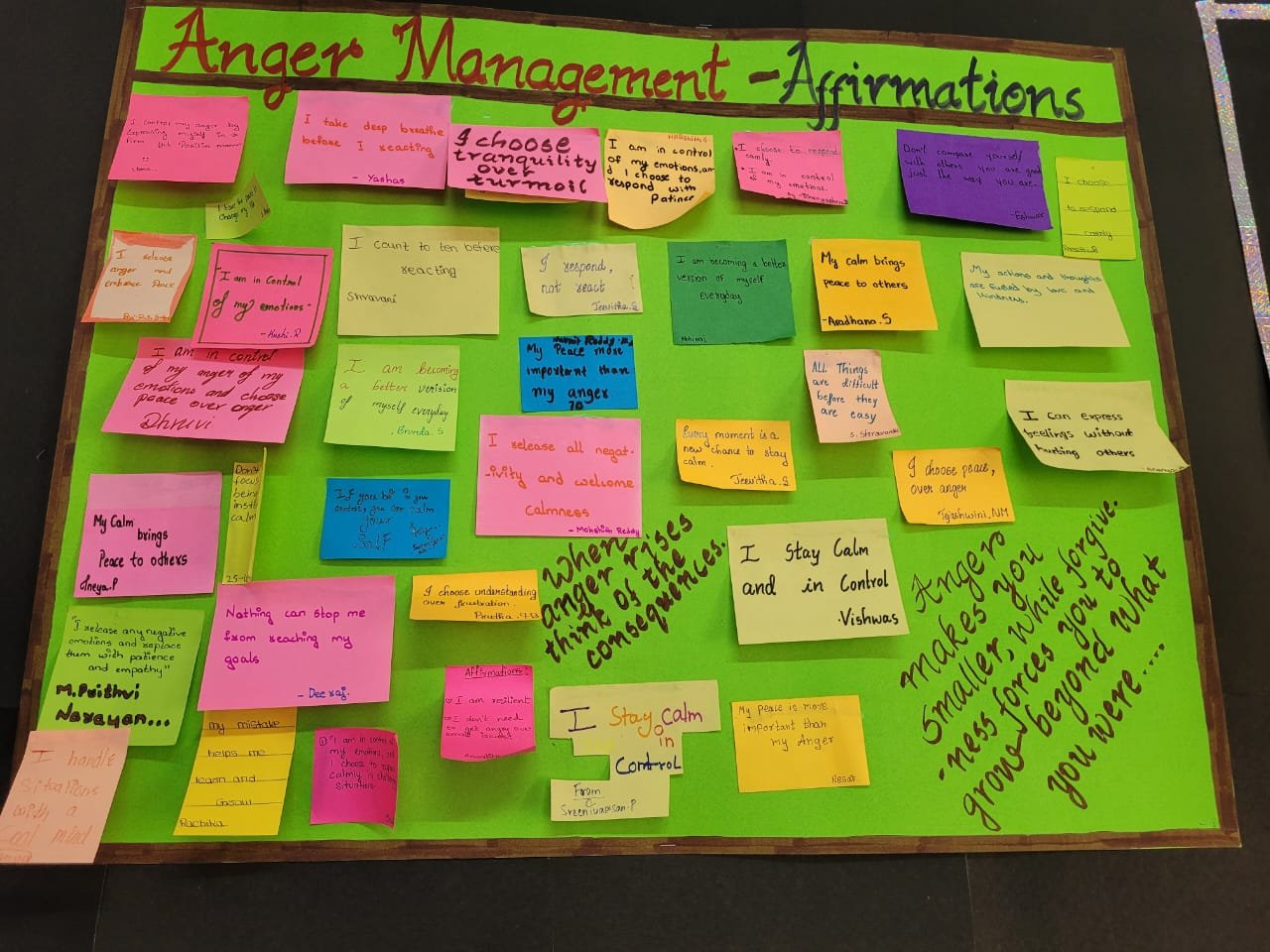 Grade 6 to 8 students participating in Anger Management Challenge