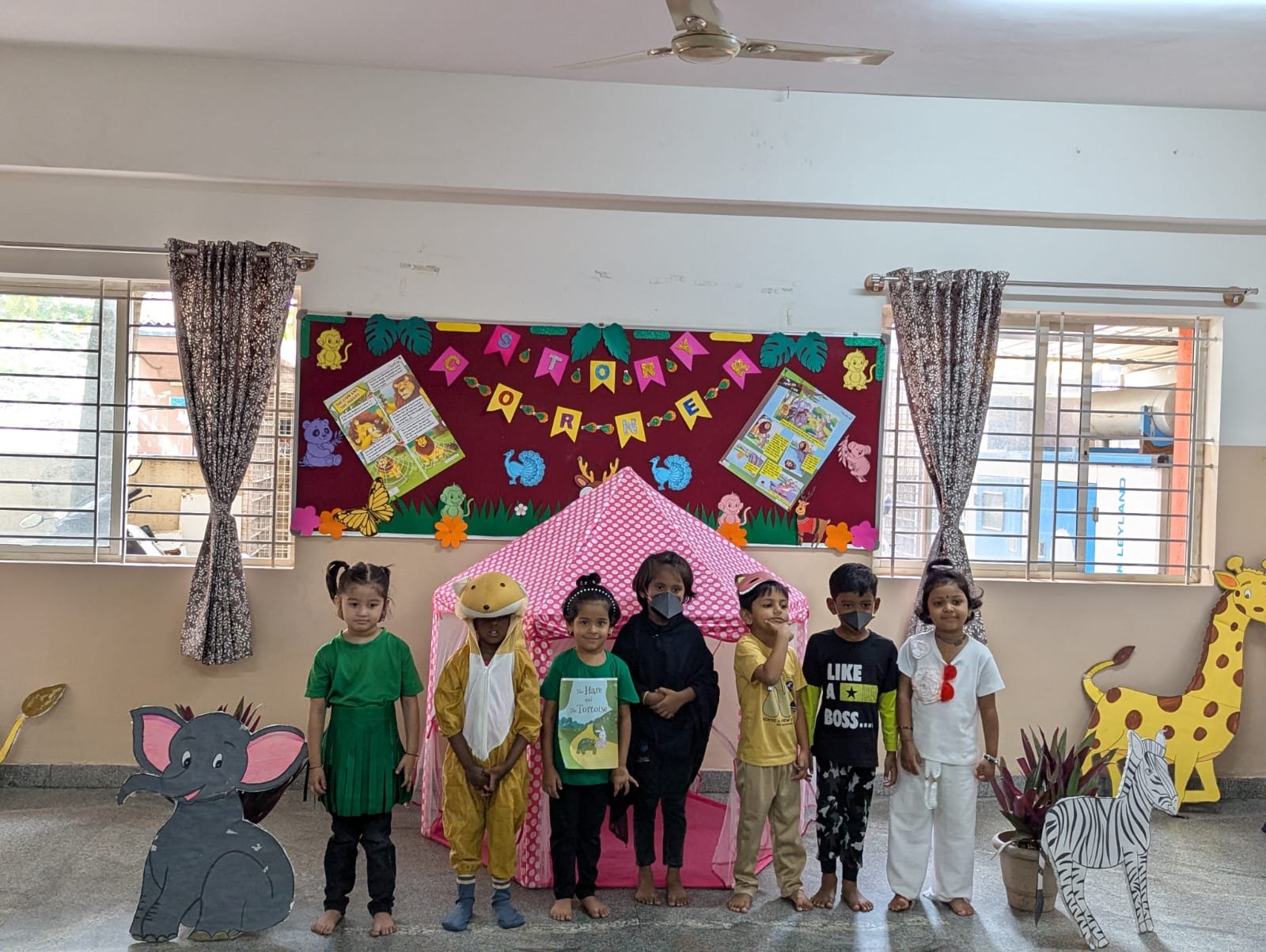 UKG and LKG students enjoying Story Corner session